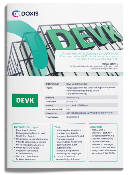 DEVK: Vorgangsorientiertes Versicherungsmanagement