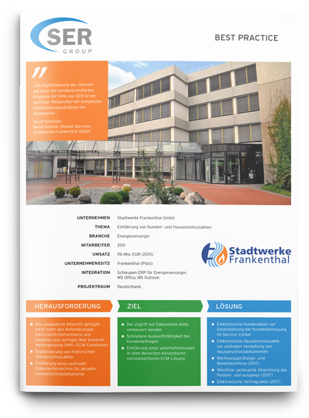 Stadtwerke Frankenthal: Einführung von Kunden- & Hausanschlussakten