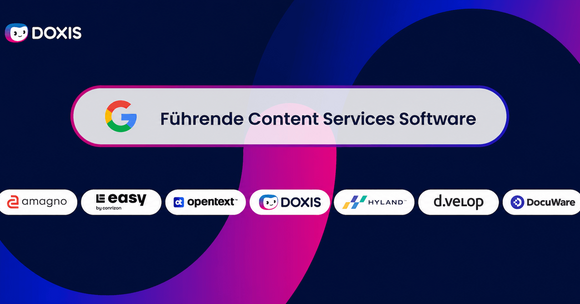 Grafik mit DOXIS und Logos verschiedener Content-Service-Softwareunternehmen.