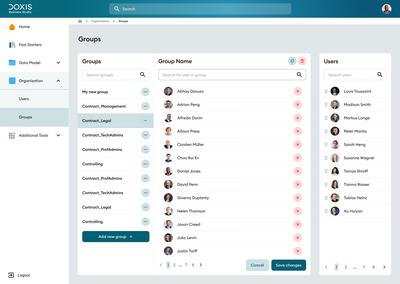 Sélectionnez des groupes d’utilisateurs, puis définissez leurs droits d’accès