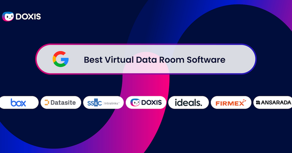 Graphic promoting Doxis as the best virtual data room software with logos of competitors.