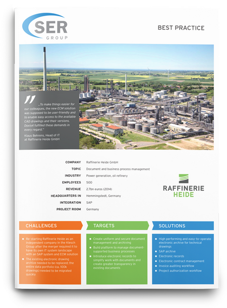 Raffinerie Heide GmbH : Gestion des processus métier et des documents