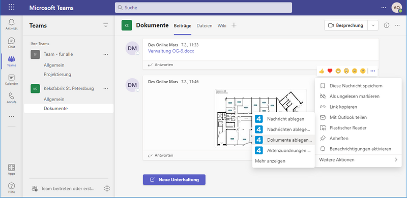 Screenhot Doxis Integration in MS Teams