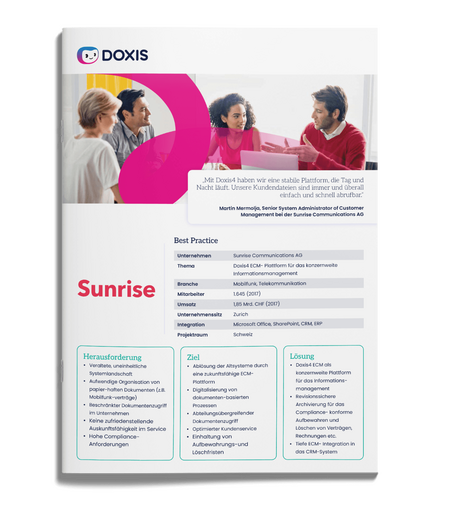 Sunrise Communications: Konzern&shy;weites Informationsmanagement