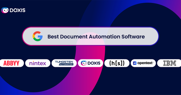 Graphic showcasing 'Best Document Automation Software' with logos of various companies.