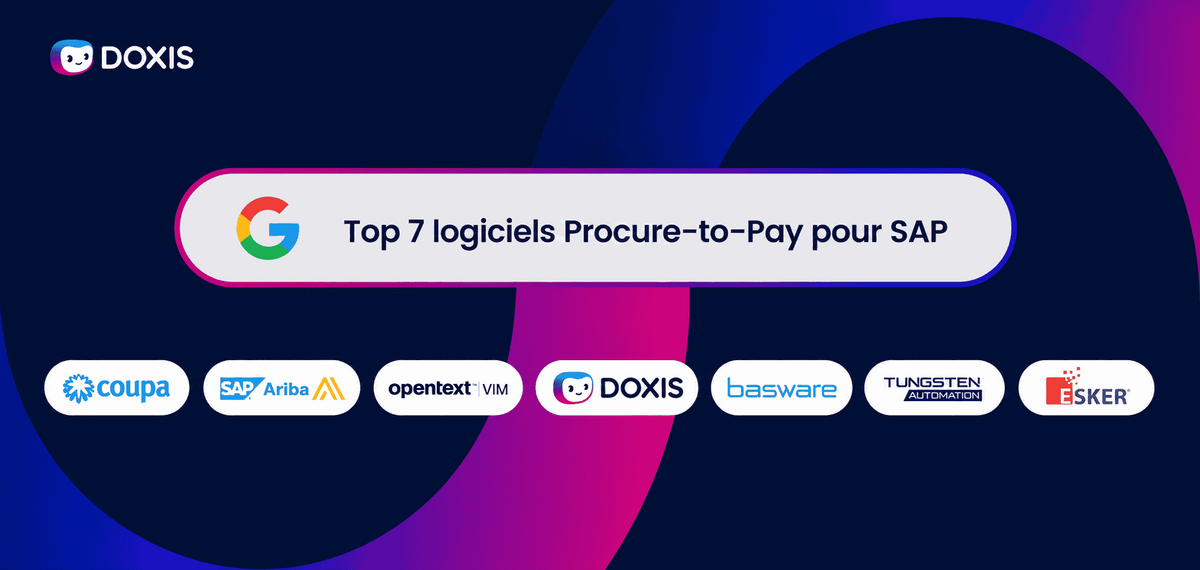Graphique listant les 7 meilleurs logiciels Procure-to-Pay pour SAP, avec les logos des entreprises.