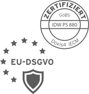 Sie bewahren damit alle Dokumenteund Daten nachweisbar EU-DSGVO-konform und revisionssicher auf – Doxis4 ist dafür zertifiziert.