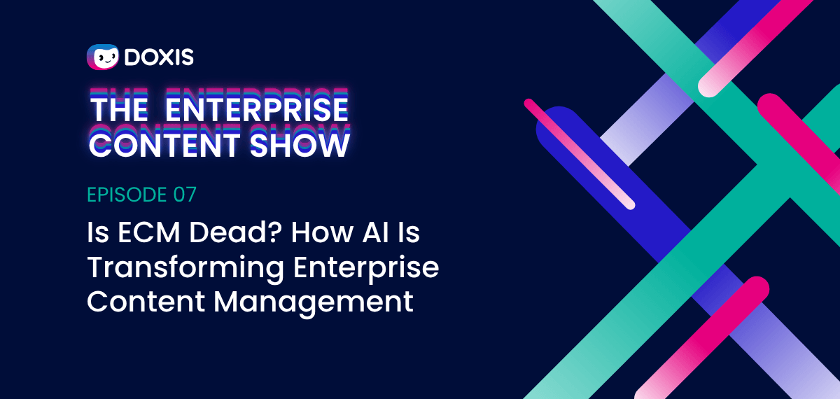 Promotional image for episode 07 of The Enterprise Content Show discussing AI in content management.
