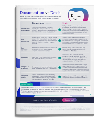 Documentum vs Doxis: A side-by-side comparison