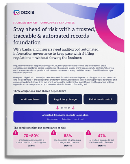 Achieving audit-proof, automated information governance in financial services