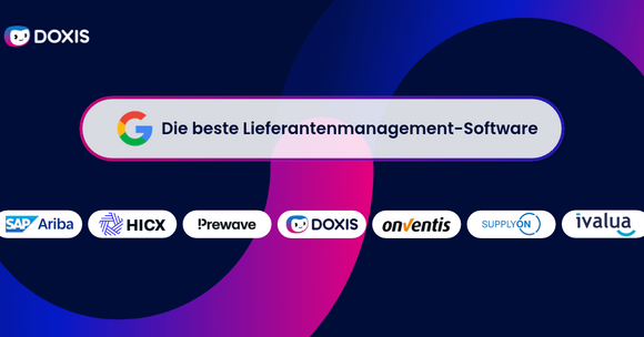 Grafik mit Doxis-Branding und Logos von Anbietern von Lieferantenmanagement-Software.