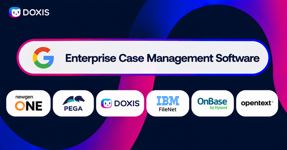 Graphic showcasing Google Enterprise Case Management Software with logos of partner companies.