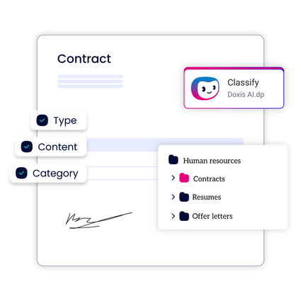 A digital contract interface showing classification options.