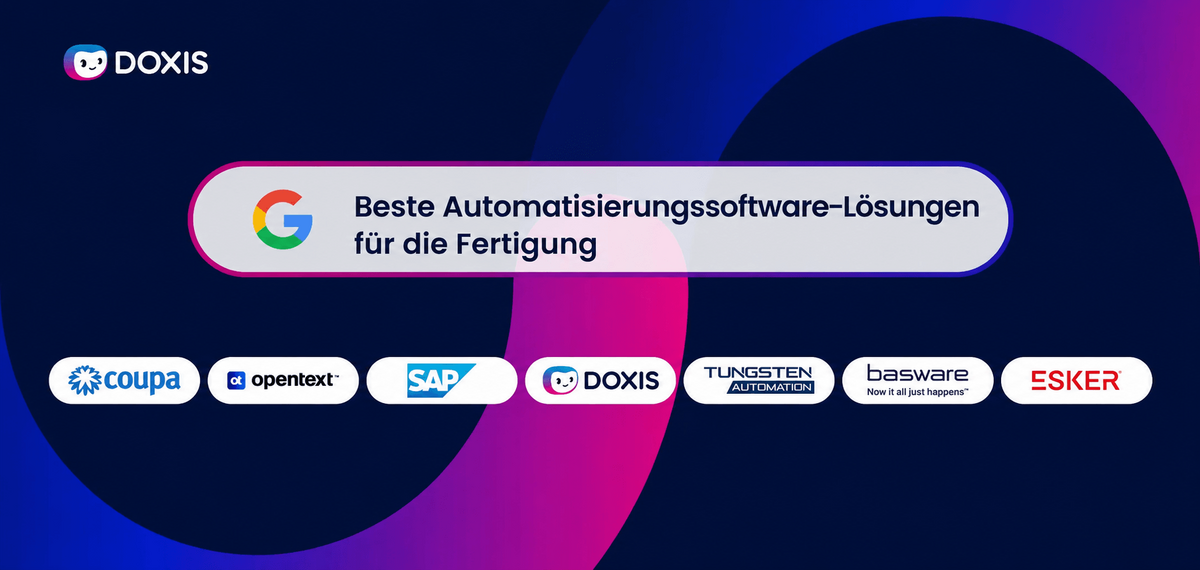 Grafik mit Automatisierungssoftwarelösungen für die Fertigung, einschließlich Logos verschiedener Unternehmen.