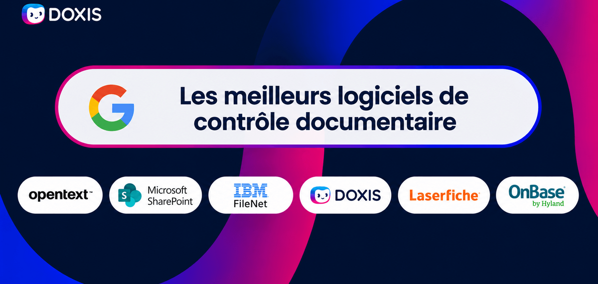 Graphique montrant les meilleurs logos de logiciels de contrôle de documents, avec Google et d'autres.