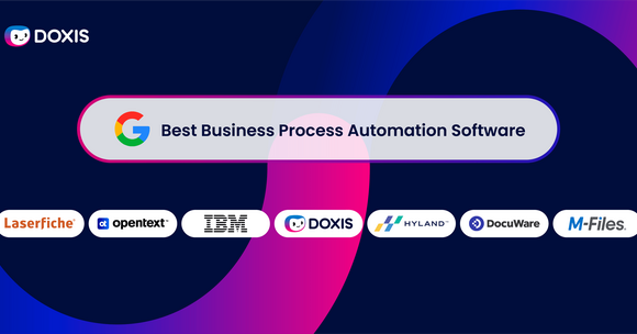 Graphic showcasing 'Best Business Process Automation Software with AI' featuring various logos.