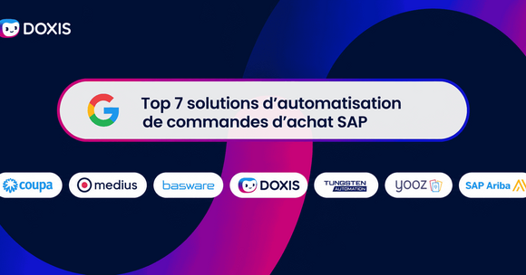 Graphique affichant les 7 meilleures solutions d'automatisation des achats SAP avec logos.