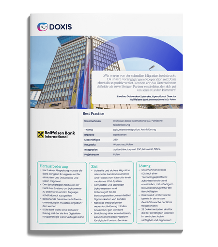 Raiffeisen Bank International, Polen: Archivmigration ohne Downtime