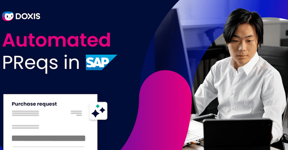 A young professional working on a tablet, focused on automating purchase requests in SAP software.