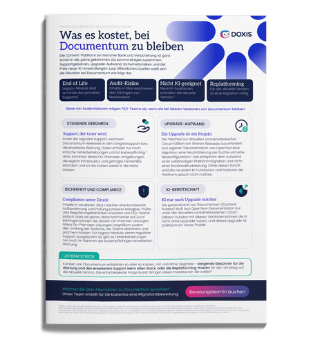 Was es kostet, bei Documentum zu bleiben