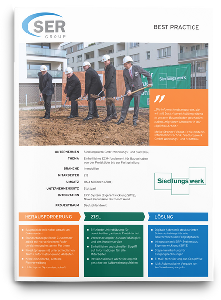 Siedlungswerk: Einheitliches ECM-Fundament für Bauvorhaben