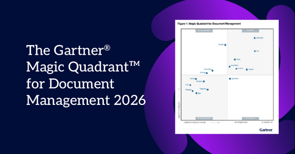 Gartner Magic Quadrant for Document Management 2026 illustrating vendor positions.