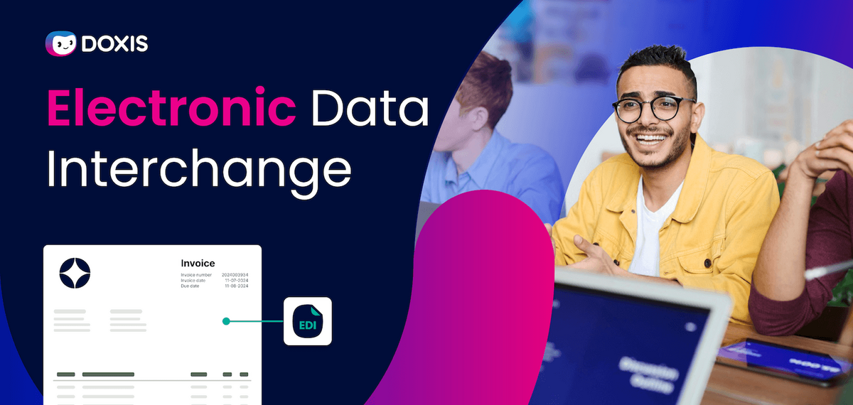 A smiling man in a yellow jacket participates in a discussion about Electronic Data Interchange.