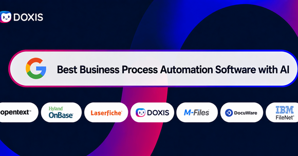 Graphic showcasing 'Best Business Process Automation Software with AI' featuring various logos.