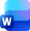 Microsoft Word-Logo mit einem blauen Farbverlauf-Hintergrund.
