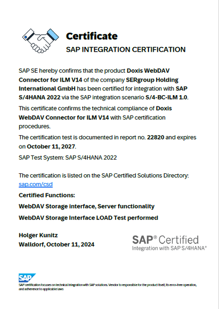 Doxis webDAV Connector for ILM V14