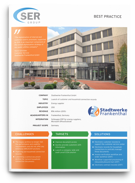 Stadtwerke Frankenthal: Launch of customer & household connection eFiles