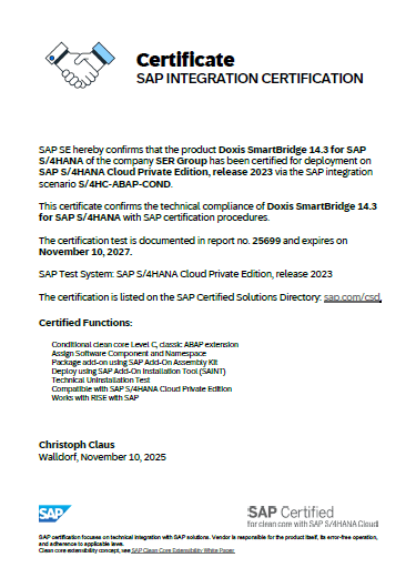 Doxis SmartBridge for SAP S/4HANA